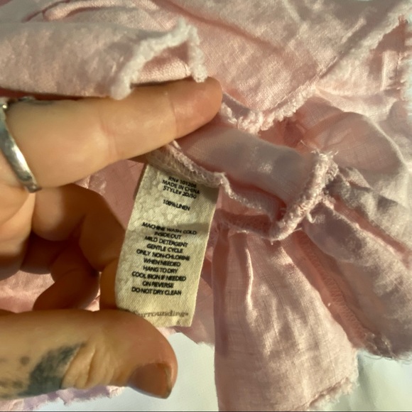 Soft Surrounding Pink Linen Peplum Top size Medium - Picture 7 of 7